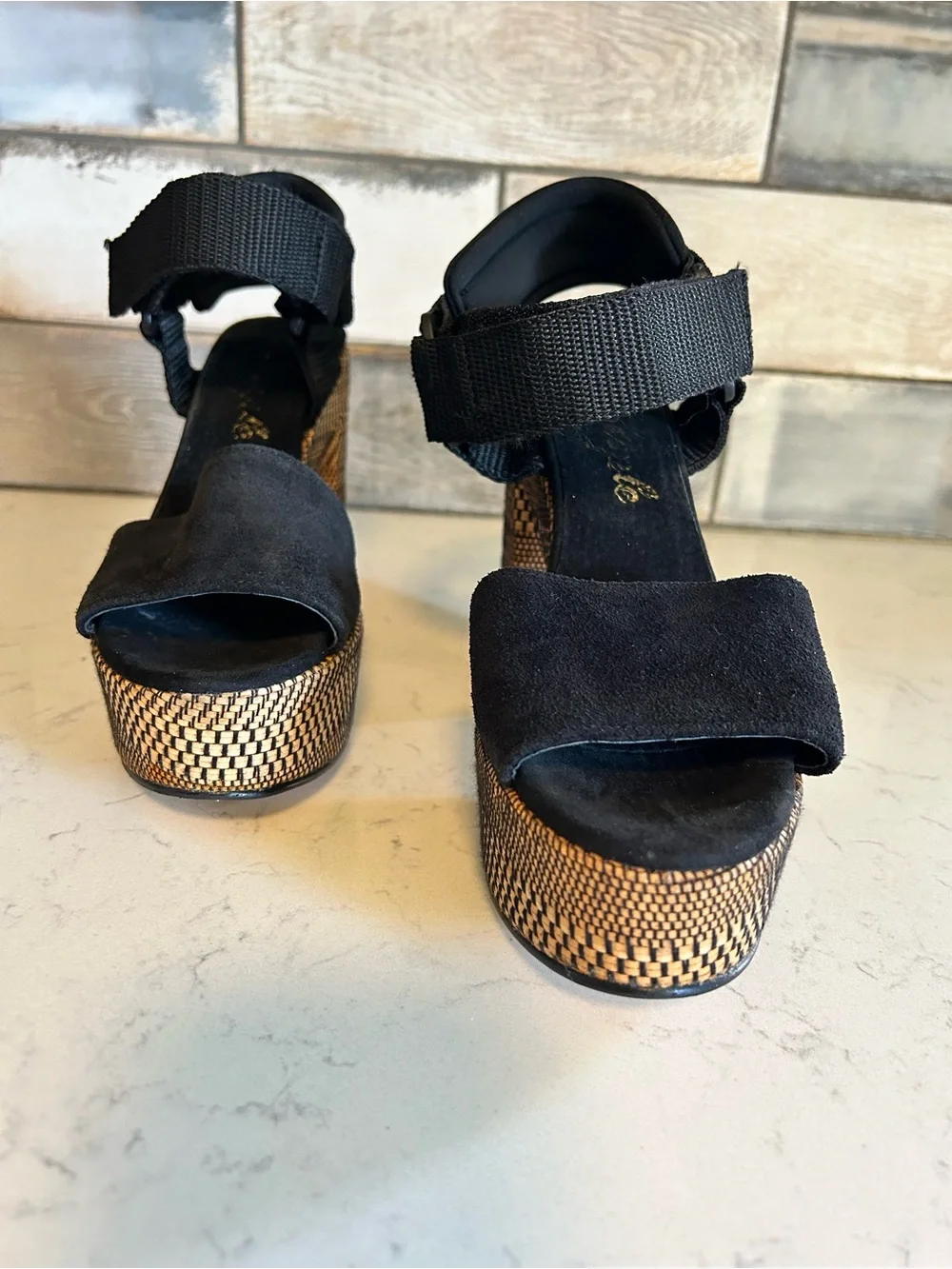 Free People Sport Society Suede Woven Block Heel Platform Sandals